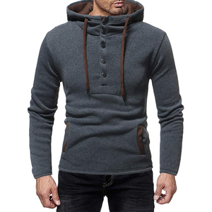 Sudadera con capucha para hombre con botón bordado, ligero poliéster/algodón para primavera - Product Image 2