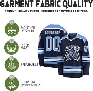 Maillots de l'équipe de hockey sur glace avec logo personnalisé broderie sergé maille légère OEM en vrac - Product Image 2