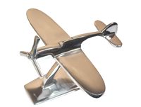 Sculpture d'avion moderne en aluminium écologique SkyWings, objet décoratif en métal artisanal personnalisable pour la maison ou le bureau, aviation