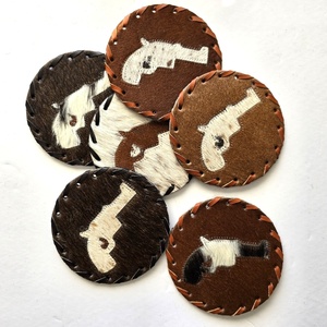 Sous-verres en cuir de vachette faits à la main, sous-verres pour boissons, décoration d'intérieur, accessoires pour café, sous-verres en cuir, cadeau de Noël western - Product Image 6