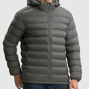 Veste matelassée pour homme en gros, capuche amovible, imperméable, coupe-vent, isolée, manteau d'hiver, col montant, impression de logo sur le devant, patch - Product Image 4