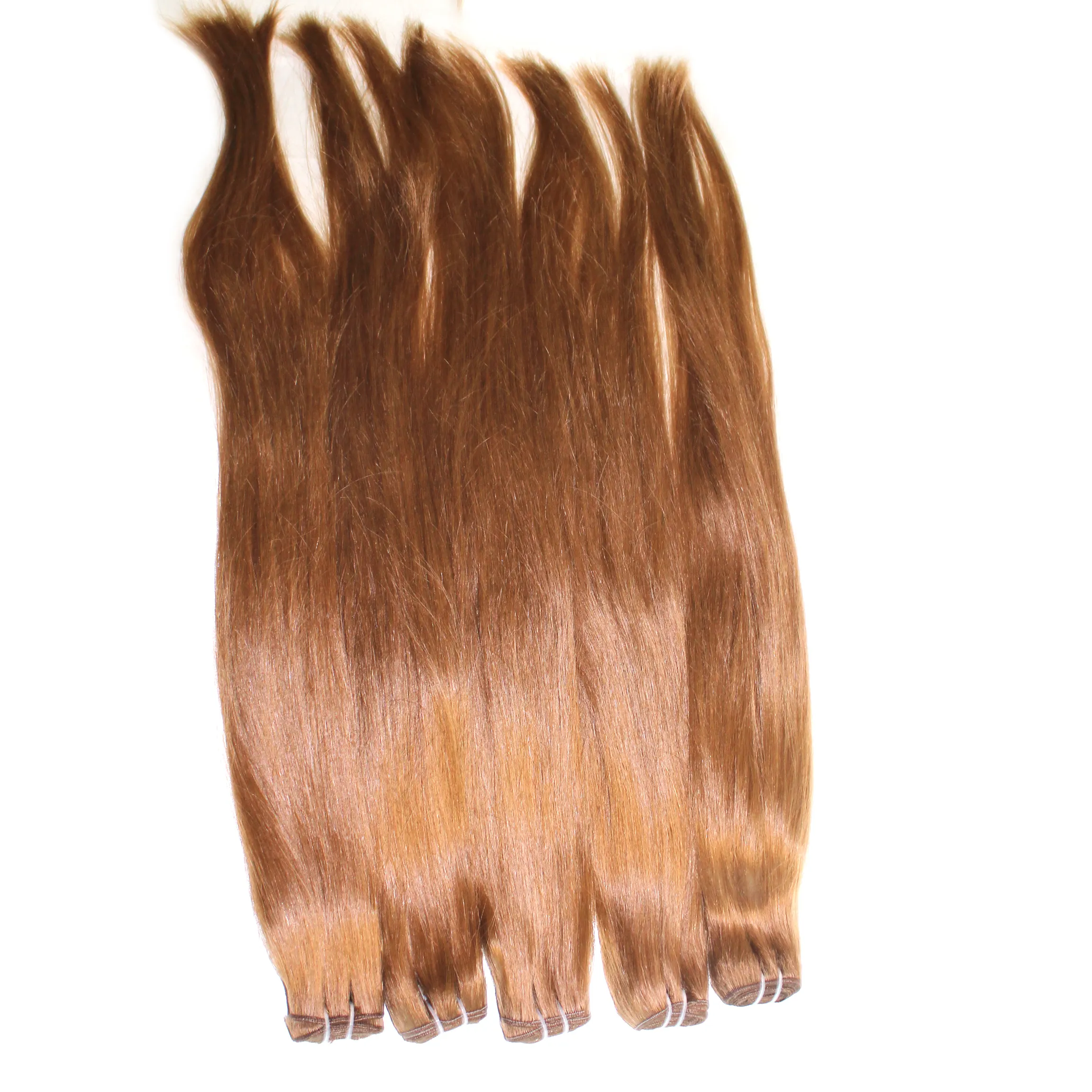 High Quality brown color human hair bundles 100%, Wholesale genius weft Body Wave Brown #30 Colored Hair Bundles