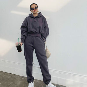 Conjunto de Sudadera con Capucha Extra Grande de Felpa Francesa Gruesa y Pesada para Mujer, con Logotipo Personalizado, para Invierno - Product Image 4