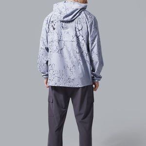 Coupe-vent gris clair Design de marque Longueur régulière Tall Active Training Marble Print Hooded Jacket Bottom Training Clothing - Product Image 3