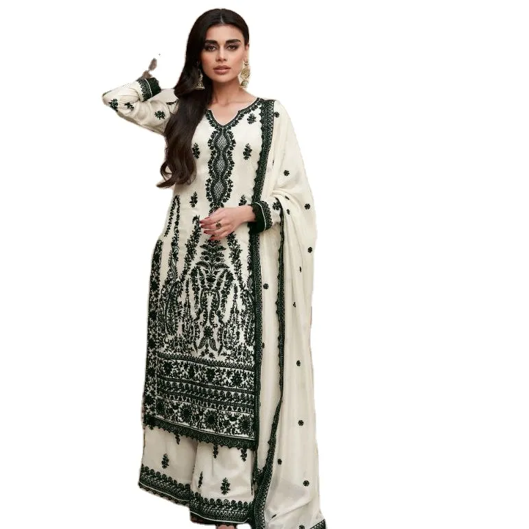 Special Heavy Embroidered Net Muslim Style Shalwar Kameez for festive wear and wedding wear