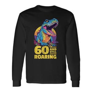 T-shirt a maniche lunghe per il 60° compleanno di T-Rex, design con dinosauri - Product Image 1