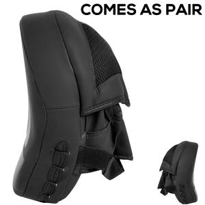 Guantes de cuero profesionales de alta calidad 100%, manoplas de enfoque de diseño curvo negro de Pakistán, almohadillas de enfoque en blanco de ajuste seguro para exteriores - Product Image 3