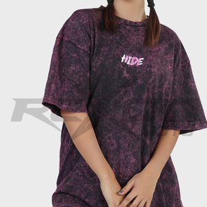 Haute qualité 260 Gsm poids lourd en détresse personnalisé lavage à l'acide unisexe femmes chemise hommes T-shirts 100% coton coupe ample imprimé - Product Image 1