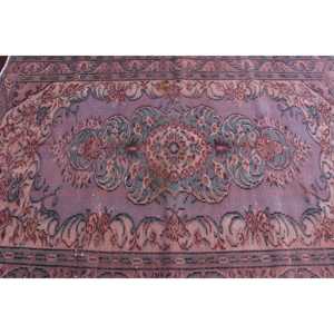 Turkish Large Rug 5.4x7.7 ft, <b>Red</b> Solid Vintage <b>Wool</b> Rug - Product Image 4