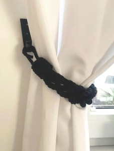 Abrazaderas para Cortinas de Cuerda de Algodón Negra, Trenza de Cuatro Hebras, Hechas a Mano - Product Image 3