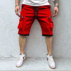 Pantalones cortos Cargo de algodón 100% para hombre, ropa de calle transpirable, pantalones cortos de gimnasio, cierre de cordón, patrón sólido, tejido informal, cintura media delantera - Product Image 4