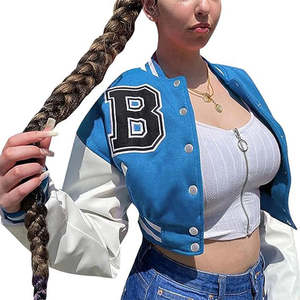 Tenues personnalisables pour l'extérieur Veste bombardier universitaire chic col montant tricoté en coton respirant solide polaire - Product Image 4