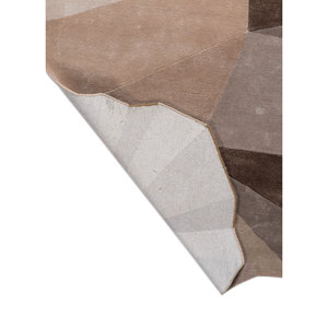 พรมขนสัตว์และใยวิสโคสทอมือลายสามมิติสีเบจและสีน้ำตาล รุ่น Tnq-1126 สำหรับตกแต่งห้องนั่งเล่น วางรอบพรมห้องนั่งเล่น - Product Image 5