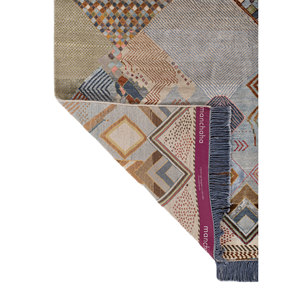 Alfombra Manchaha Azul de Lana y Seda de Bambú Anudada a Mano, 10 mm de Grosor, Patrón Geométrico Abstracto para el Hogar, Pasillo, Modelo Rectangular-Les-2670 - Product Image 5