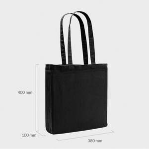 8oz Black Recycled Canvas Tote <b>Bag</b> Eco-Friendly Cotton Beach <b>Bag</b> Gusset <b>Medium</b> Size Personalized Letter Screen for Advertising - Product Image 2