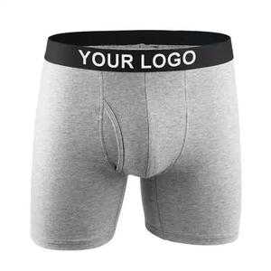Calzoncillos bóxer de algodón de lujo personalizados de fabricante, ropa interior transpirable Lisa para hombre de uso diario con logotipo en la cintura, Bóxer OEM - Product Image 2