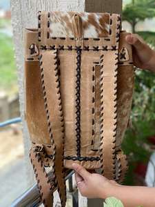 Grand sac à dos de voyage quotidien multifonctionnel en cuir de vachette tan personnalisé pour hommes et femmes sac à dos antivol de luxe en cuir suédé - Product Image 5