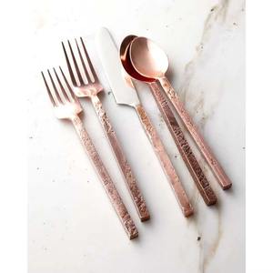 Cubiertos de acero inoxidable Ideal cocina Mesa café hogar cobre Color recubierto acabado cubiertos Metal mango blanco juego de 5 uds - Product Image 5