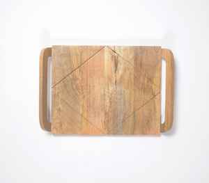 Plateau en bois avec poignée en métal Petit déjeuner Déjeuner Dîner Plateau en bois Plateau de service en bois d'Inde - Product Image 1