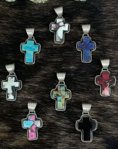 Colgante de Cruz de múltiples piedras preciosas de plata de ley hecho a mano, collar religioso espiritual, joyería Bohemia única, regalo curativo para ella - Product Image 3
