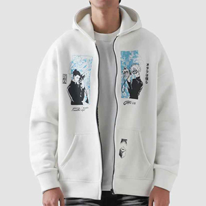 เสื้อมีฮู้ดผ้าคอตตอน100% สำหรับผู้ชายเสื้อมีฮู้ดแบบมีซิปสองชั้นสำหรับฤดูหนาวน้ำหนักมากแบบสวมหัวปักลายขนแกะแบบกำหนดเองได้ - Product Image 5