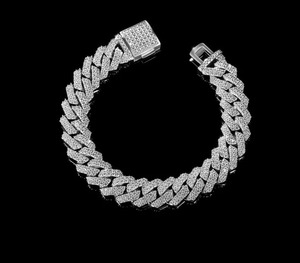 925 <b>Sterling</b> <b>Silver</b> Moissanite Prong Cuban Link <b>Bracelet</b> Iced Out Miami Cuban Link Chain Hip Hop Rapper Jewelry - Product Image 1