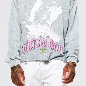 Custom <b>Hoodies</b> <b>Oversized</b> Cotton Blended Custom <b>Hoodies</b> Latest Dove Graphic Acid Wash Breathable Design Factory Price Basics - Product Image 6