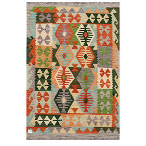 Alfombra Kilim de Maimana, Afganistán, 147 x 99 cm, Alfombras y Juegos de Alfombras - Product Image 1