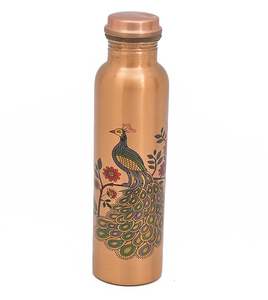 Premium 2L Pure Copper Gym Bottle Peacock Design Durable Rust-Proof Anti-Oxidant Lacquer 500ml Direct <b>Drinking</b> <b>Plastic</b> Drinkware - Product Image 3