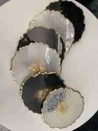 Juego de posavasos de resina hechos a mano ecológicos de alta calidad con bandeja decoración de mesa de oficina colorida para Navidad - Product Image 3