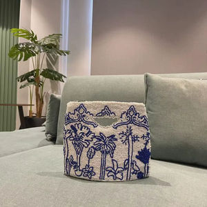 Bolsos de Mano de Algodón con Cuentas de Estilo Clásico al por Mayor, con Decoraciones de Diamantes, Patrones Coloridos, Opciones de Logotipo Personalizado para Fiestas - Product Image 1