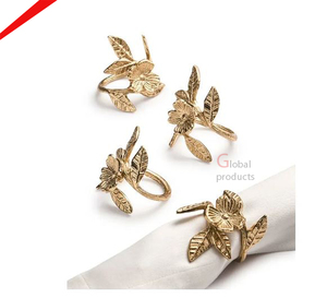 Hermoso servilletero con forma de hoja con acabado dorado para restaurante y bar de hotel - Product Image 2