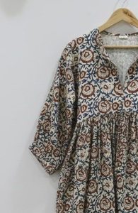 Vestido Túnica Midi para Mujer, 100% Algodón, Formal, Simple, Transpirable, Hecho a Mano en India, Estampado con Bloques, Venta al Por Mayor para Pedidos al Mayoreo - Product Image 4