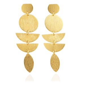 Boho Style Wooden Metal Earrings Large Round Geometric Dangle Trendy Design Comfortable Lightweight - Product Image 2