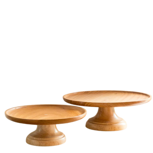 Set of 2 Simple Design <b>Wooden</b> <b>Cake</b> Stand Natural Color <b>Wooden</b> Serving <b>Cake</b> Stand for Home Gives Royal Look - Product Image 1