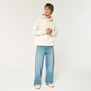 Ropa de calle al por mayor con logotipo liso 100% algodón orgánico sudadera de hombre de lana en blanco de gran tamaño Unisex hombres sudaderas con capucha pulóver - Product Image 2