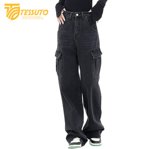 Pantalones cargo de cintura alta para mujer Vaqueros de cintura alta elegantes - Product Image 1