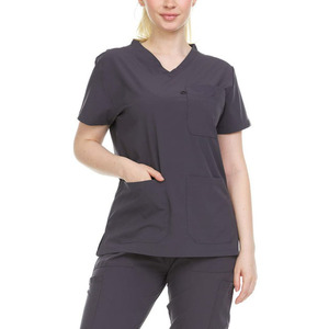 Ensemble de blouses d'infirmière extensibles dans les 4 sens, haut à manches courtes, pantalon droit, uniforme de personnel médical pour femmes, clinique, hôpital - Product Image 4