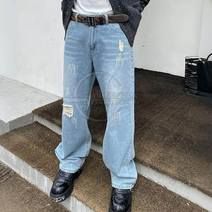 Vente entière personnalisée hommes grande taille jambe large jean pantalon personnalisé hommes pantalon ample à vendre 2025 - Product Image 3