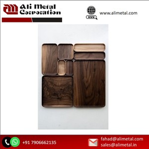 Bandeja de madera decorativa con diseño de Arte Moderno de color oscuro, buena venta para bodas, incluye cuencos, tazas, plato - Product Image 4