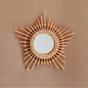 ศิลปะตกแต่งผนังกรอบกลมกระจกหวายสไตล์โบโฮเก๋ไก๋แบบเรียบง่าย - Product Image 4