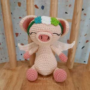 <b>Handmade</b> Cotton Crochet Pig <b>Doll</b> Cute Amigurumi Plush Toy | Soft Stuffed Animal | Gift for Kids Baby Shower & Nursery Decor - Product Image 1