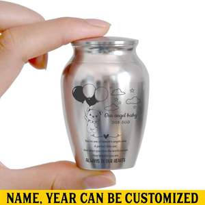 Personalized Baby <b>Mini</b> Urn Stainless Steel Decorative Keepsake Urn Engraved Memorial Urn for Loss of Child Custom Size Silver - Product Image 5