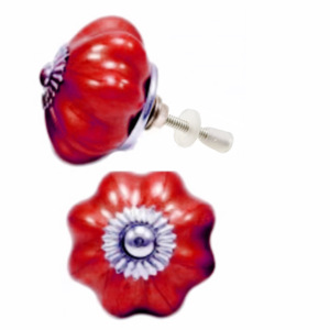 Boutons et poignées d'armoire en céramique rouge néon Melon pour commode de cuisine chambre entrepôt extérieur salon Villa tiroirs/portes - Product Image 2