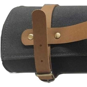 Luxury <b>Leather</b> Canvas <b>Knife</b> <b>Roll</b> with Smell Proof Heavy Duty Foldable Design for Professional Chef Kitchen Storage LCKR-0029 - Product Image 4