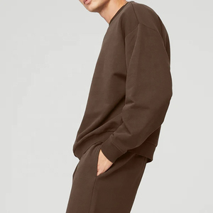 Men's Heavyweight <b>Vintage</b> <b>Sweatshirts</b> Custom Crewneck Soft Pullover Ribbed Knit French Terry Winter Cotton Polyester Solid - Product Image 3