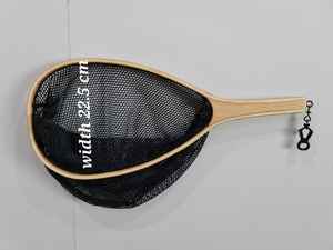 Pêche à la mouche épuisette manche en bois cadre attraper et libérer filet Portable léger en caoutchouc filet de pêche filet à truite - Product Image 2