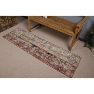 Vintage <b>Runner</b> Rug, 1.8x6.2 ft Turkish Rug, <b>Red</b> Floral Wool Rug - Product Image 2
