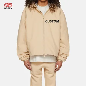 GDTEX personalizado Vintage chico Beige cremallera completa chaqueta con cremallera bolsillo Welt puños elásticos Sudadera con capucha chico Streetwear chaqueta para niños