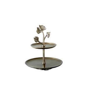 TQC European Flower Style Aluminum Casted 2-Tier Round Cake Stand Eco-Friendly Oven <b>Safe</b> for Hotel & Home Decor - Product Image 1
